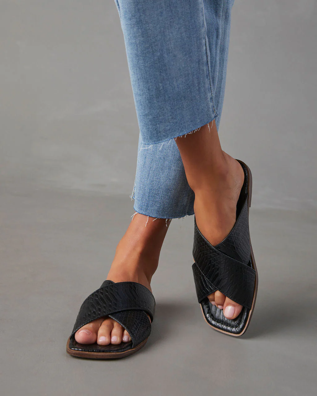 Avena Croc Embossed Slide Sandals - Image 3