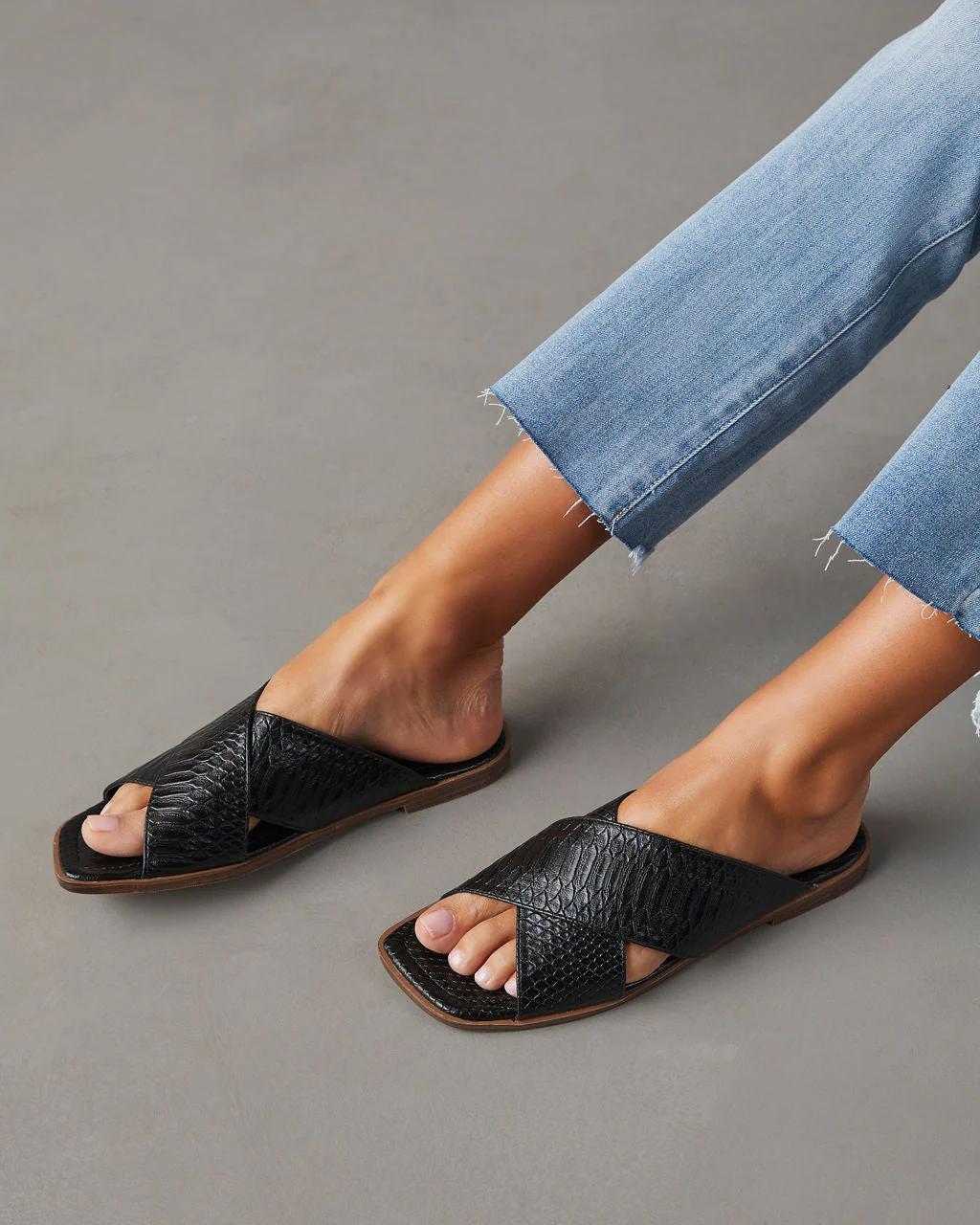Avena Croc Embossed Slide Sandals - Image 4