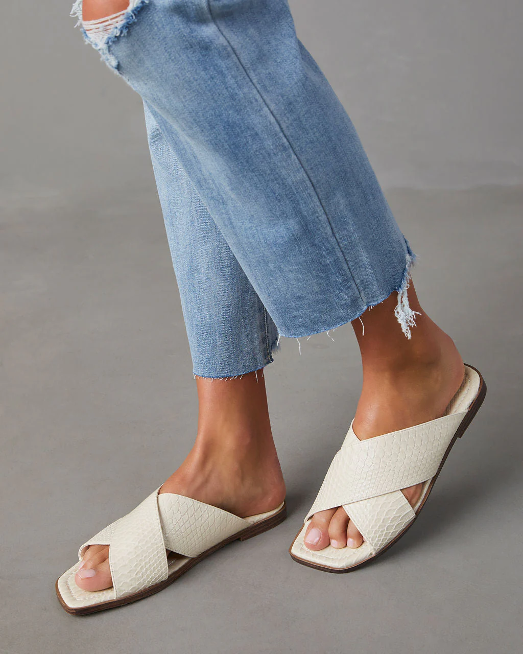 Avena Croc Embossed Slide Sandals - Image 5