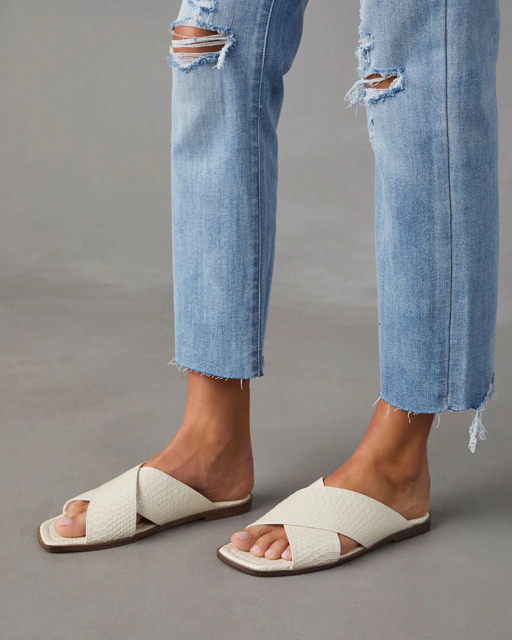 Avena Croc Embossed Slide Sandals - Image 8