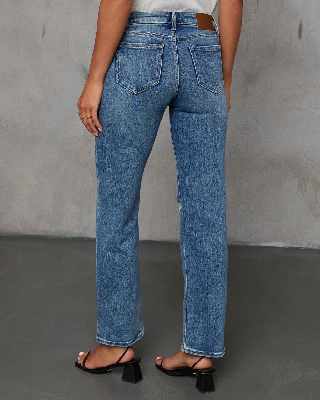 Ayda Distressed Mid Rise Straight Leg Jeans - Image 4
