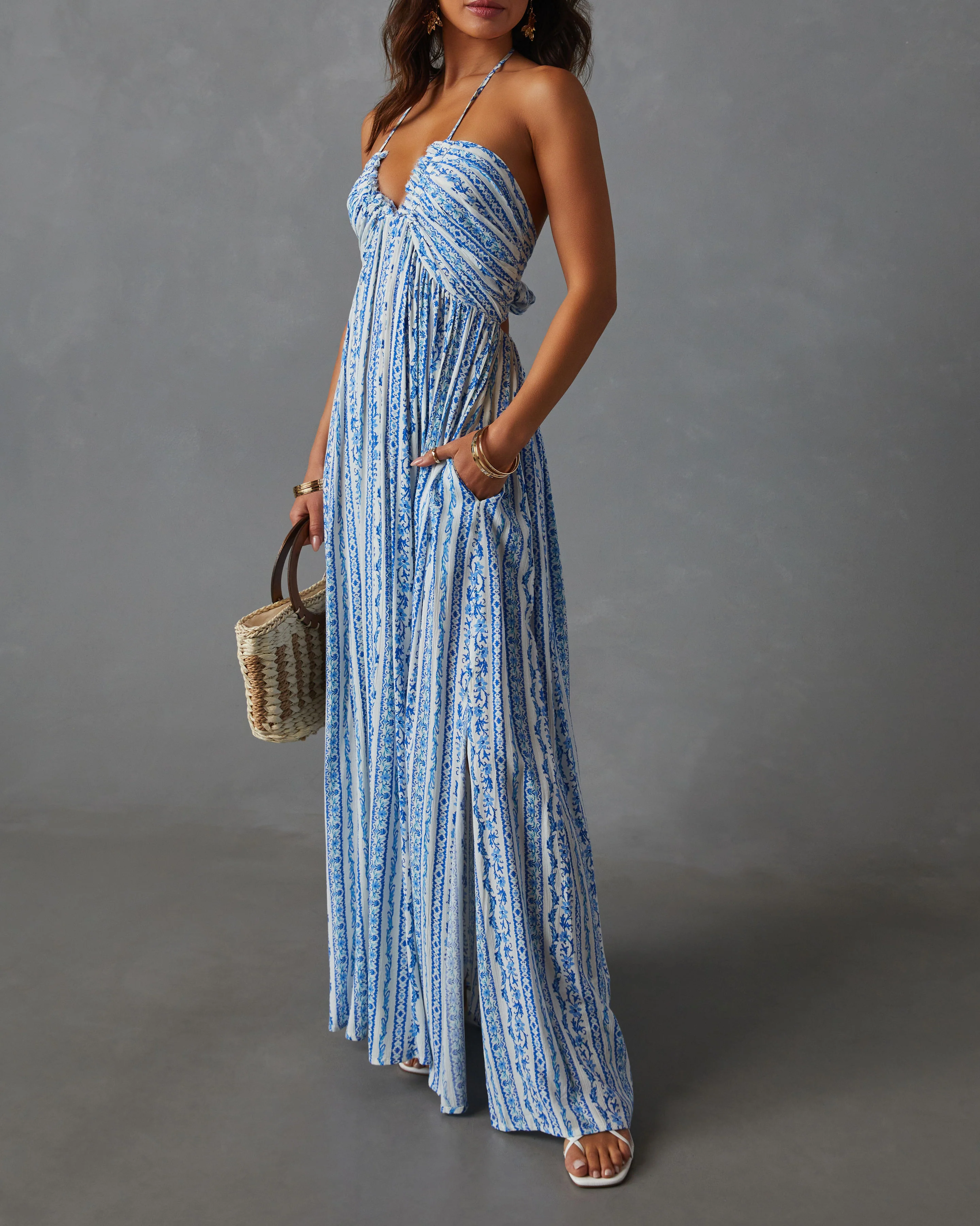 Azalea Pocketed Floral Empire Maxi Dress - Image 2
