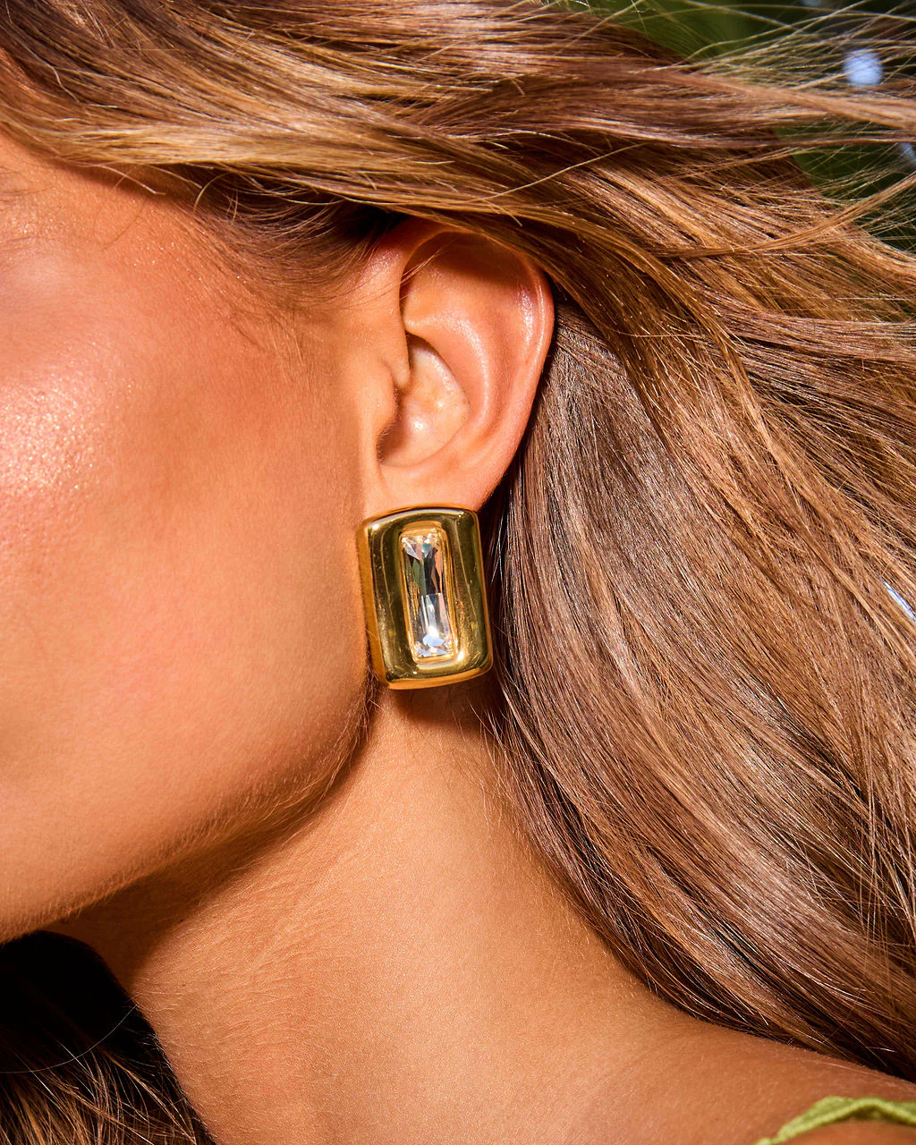 Azelie Rectangle Bezel Stud Earrings - Image 4