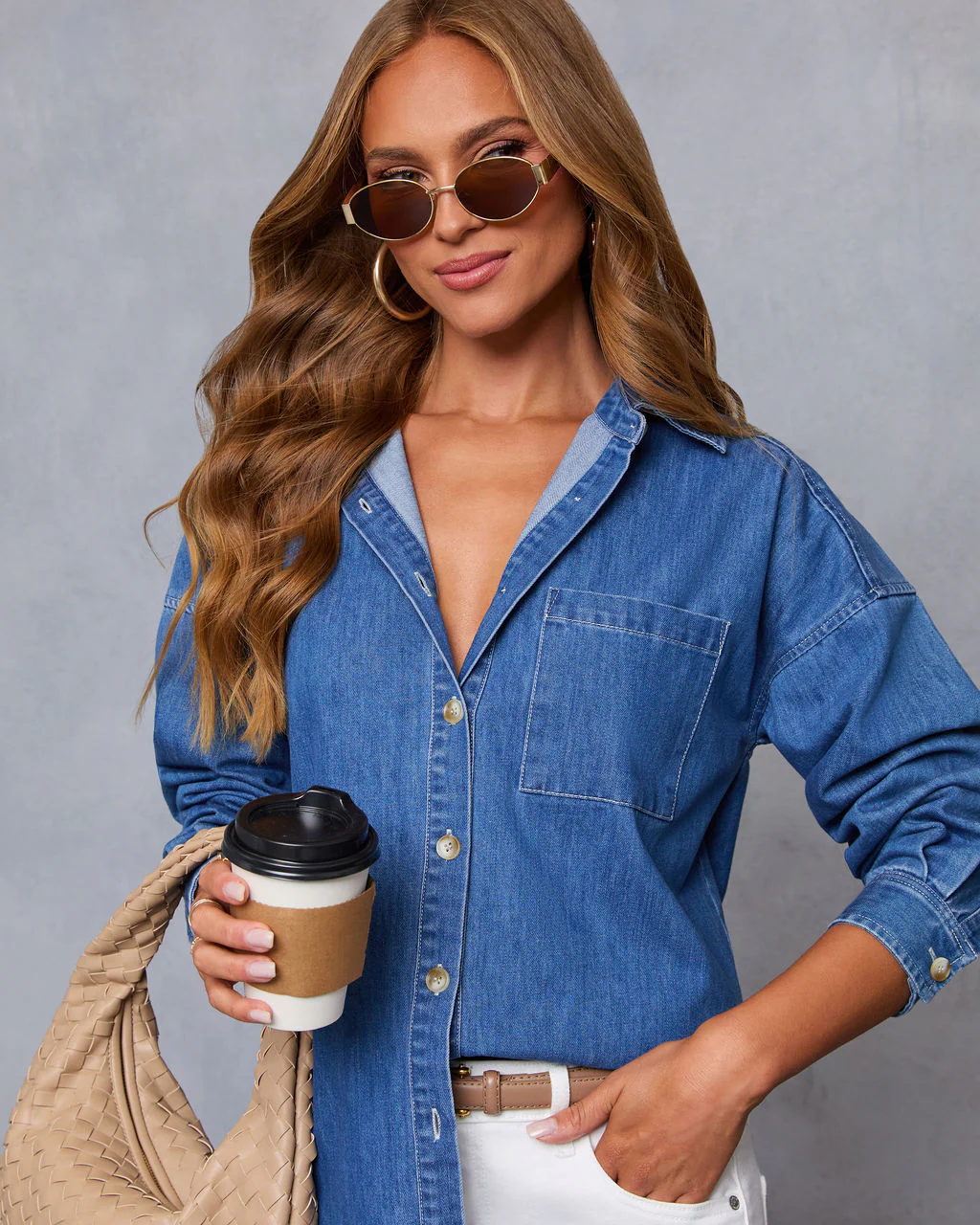 Balina Denim Button Down Top - Image 6
