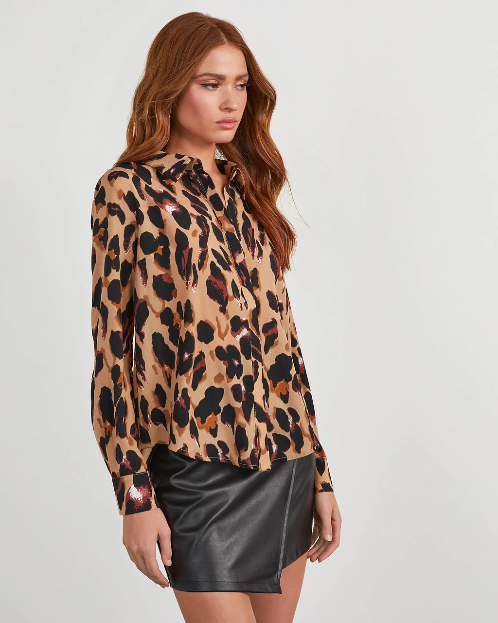Ball Of Joy Button Down Leopard Blouse - Image 3