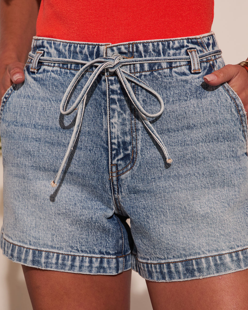 Beach Babe Waist Tie High Rise Shorts - Image 6