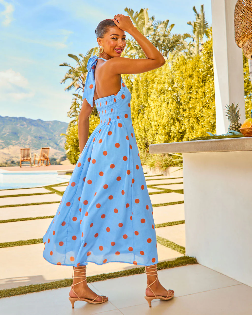 Beach Stroll Polka Dot Halter Midi Dress - Image 4