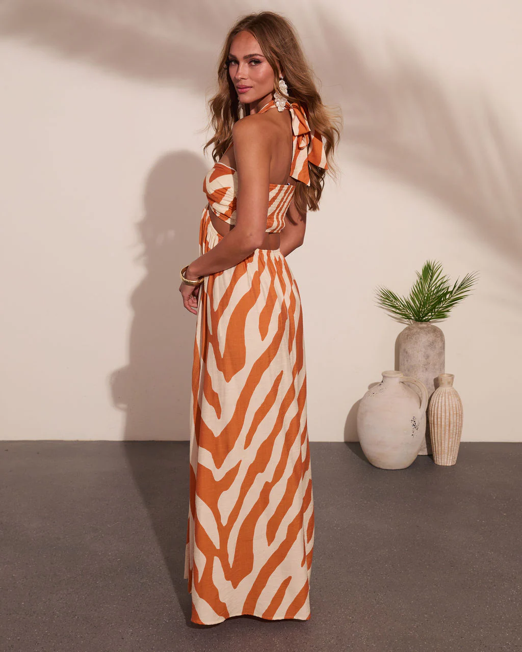 Beachy Keen Abstract Halter Neck Maxi Dress - Image 4