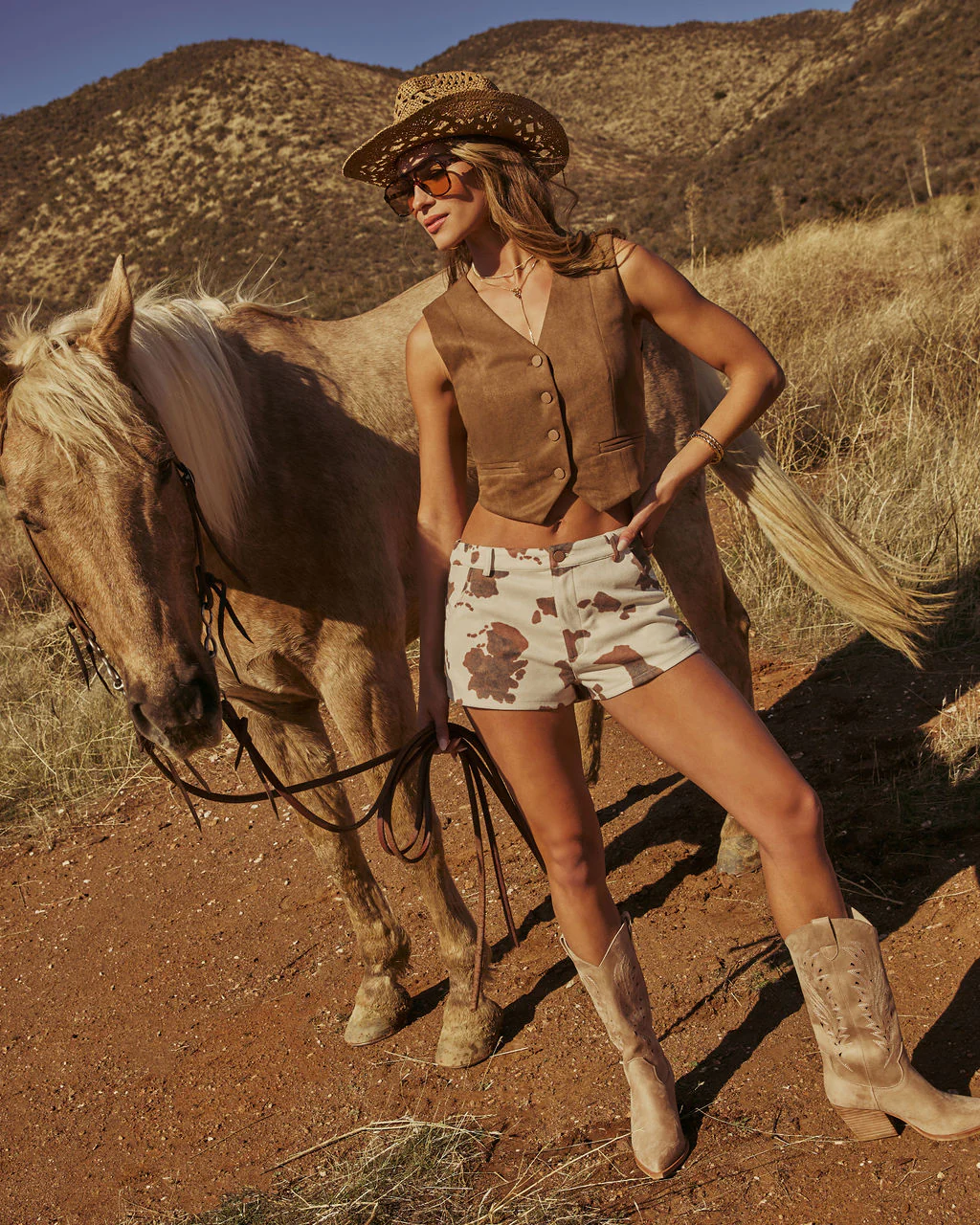 Beat Drop Mid Rise Cow Print Shorts - Image 2