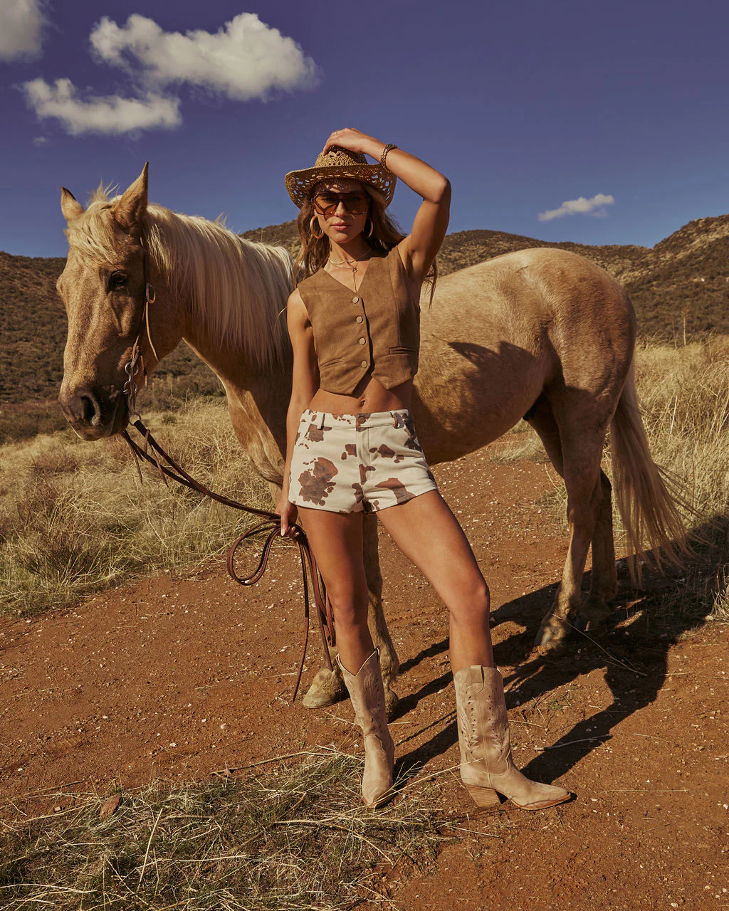 Beat Drop Mid Rise Cow Print Shorts - Image 6