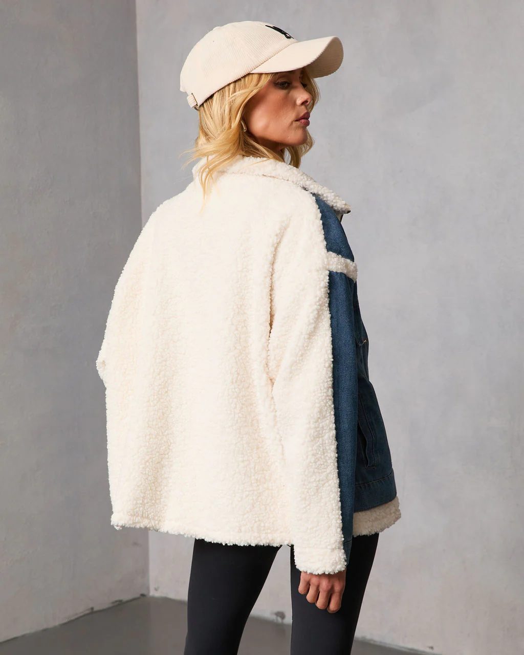 Beatrise Denim Contrast Sherpa Coat - Image 4