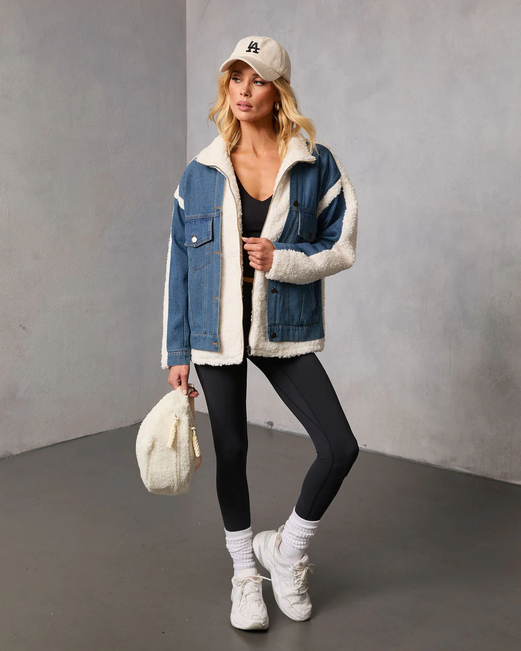 Beatrise Denim Contrast Sherpa Coat - Image 6