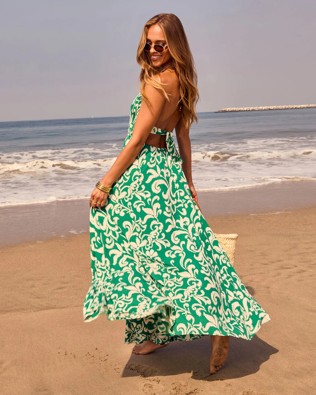 Beautiful Flowers Smocked Halter Maxi Dress - Image 10