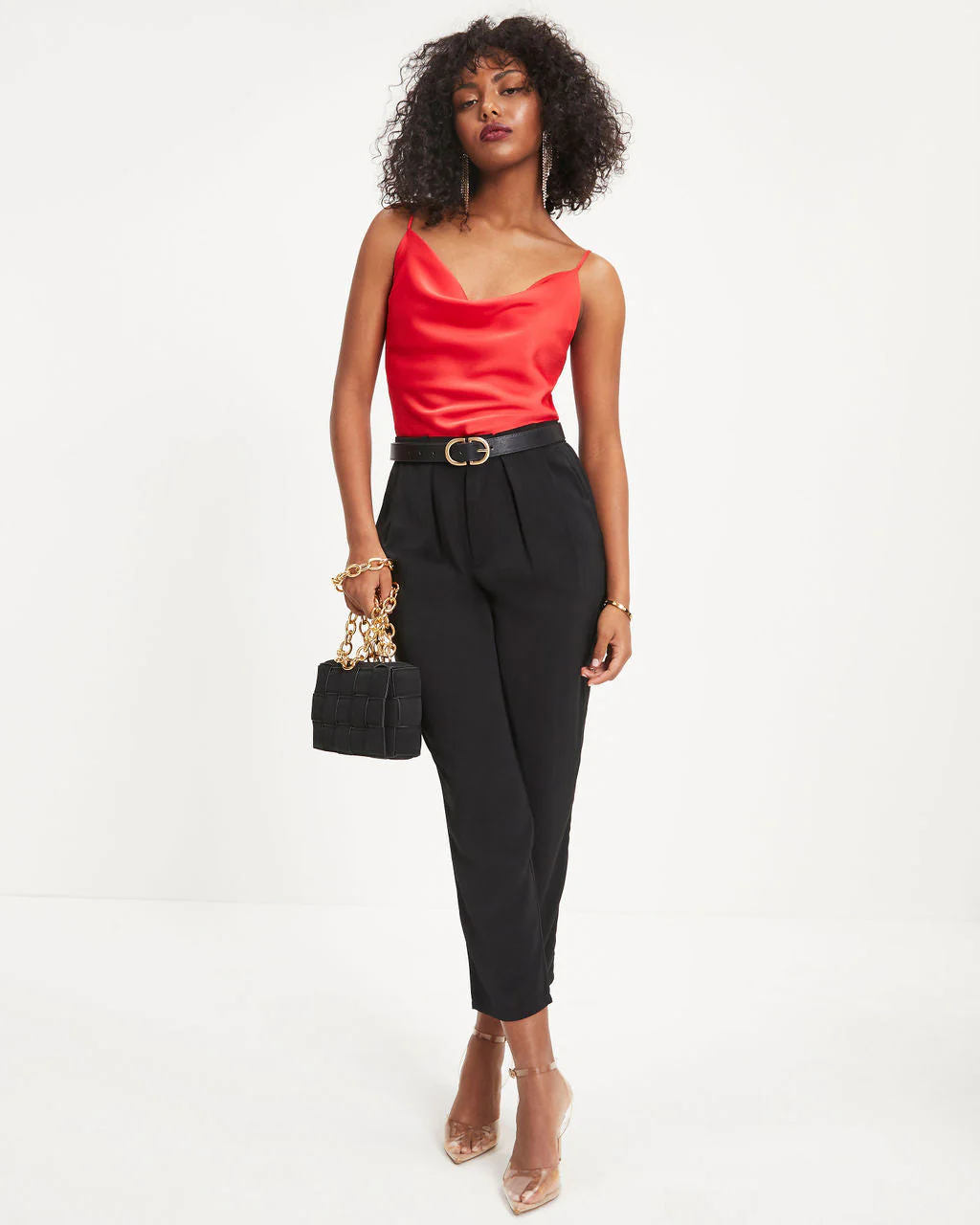 Belle Of The Night Satin Cowl Neck Tank - Image 16