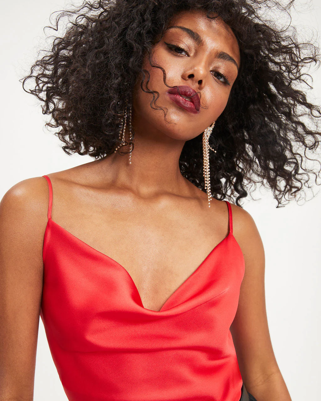 Belle Of The Night Satin Cowl Neck Tank - Image 17
