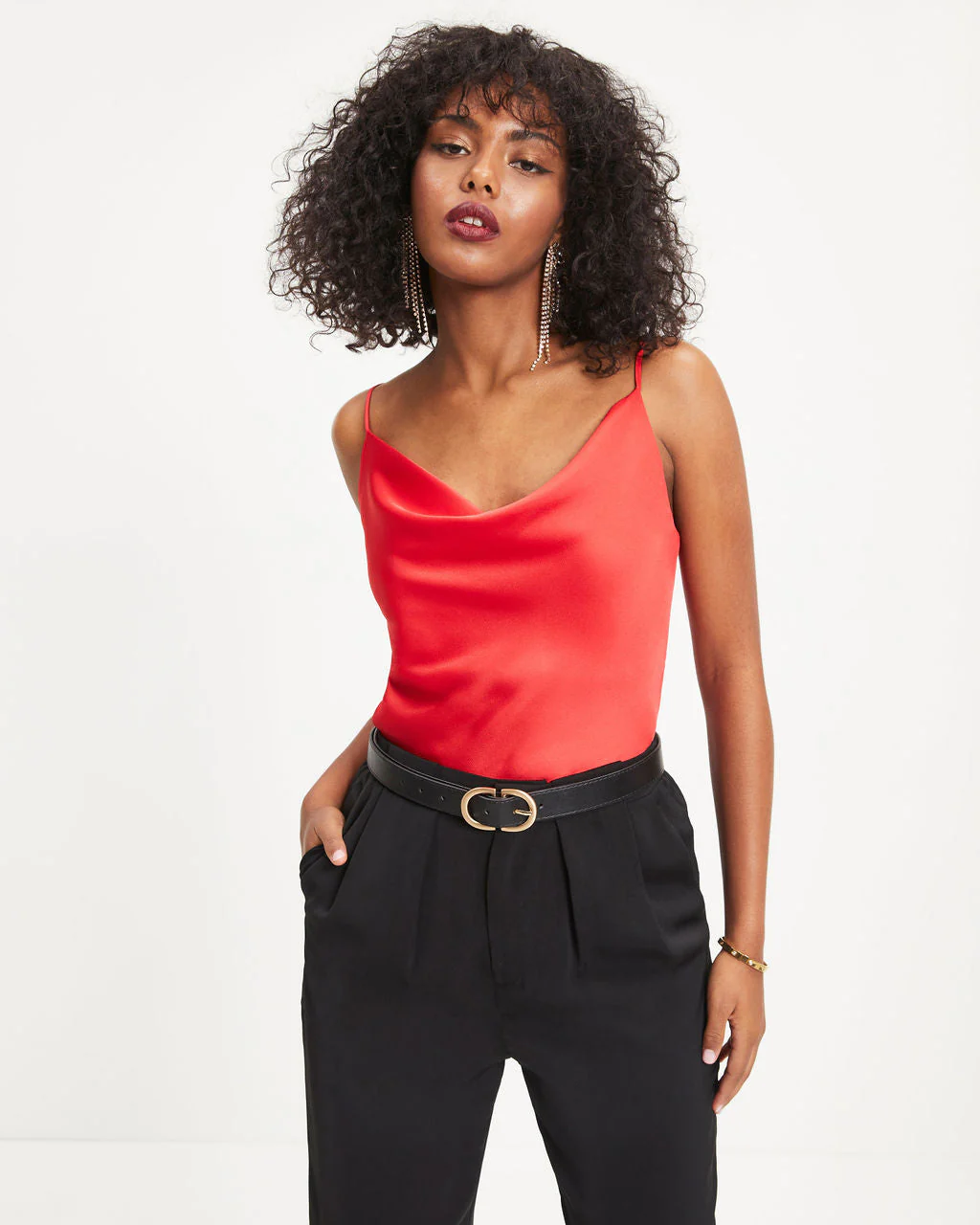 Belle Of The Night Satin Cowl Neck Tank - Image 20