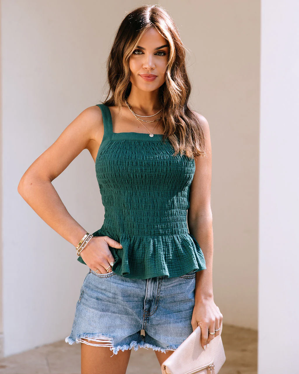 Bennet Smocked Peplum Top - Image 7