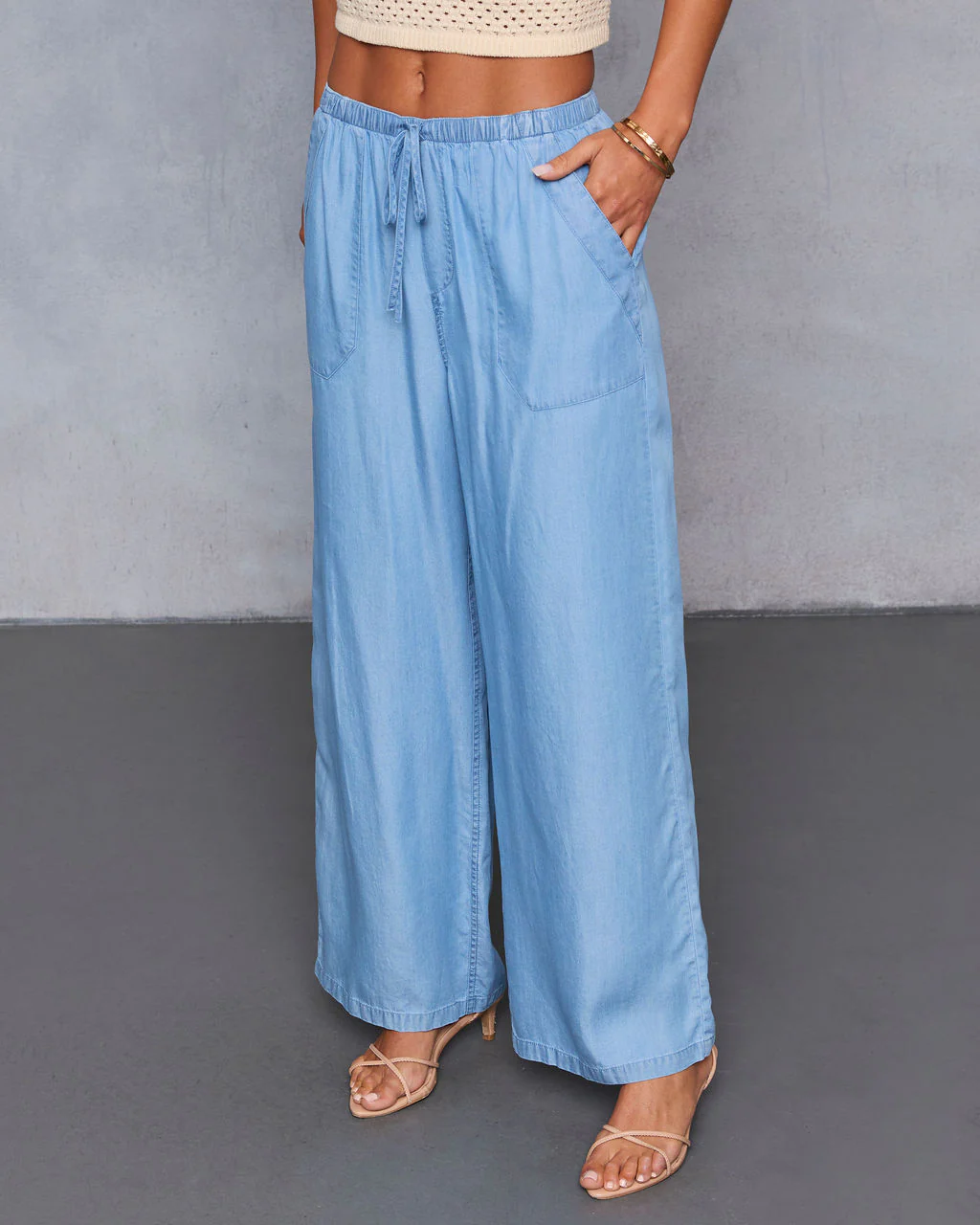 Bennita Waist Tie Chambray Pants - Image 3