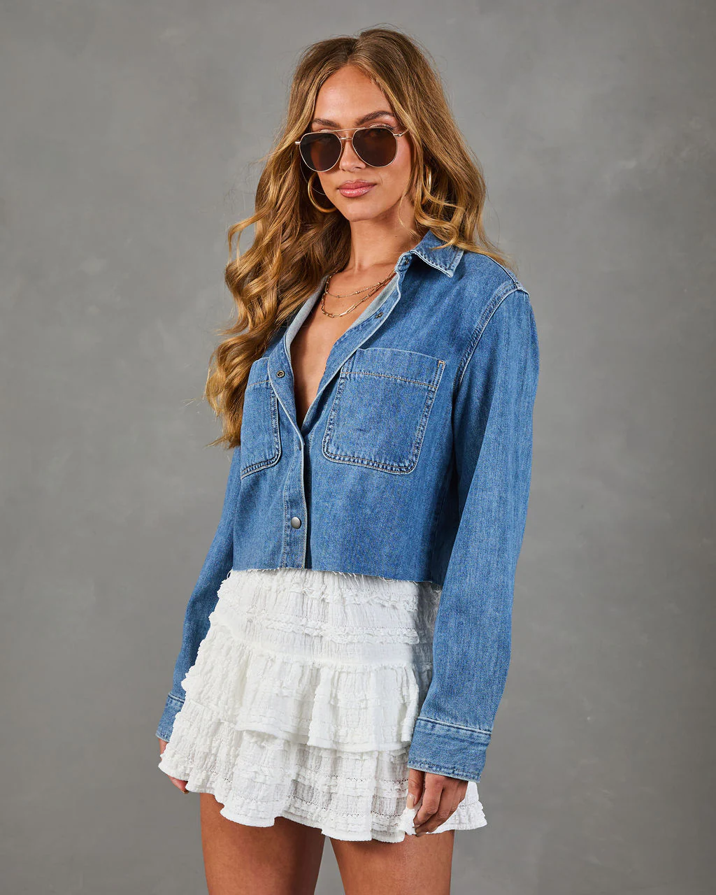 Keanu Cropped Denim Shirt - Image 3