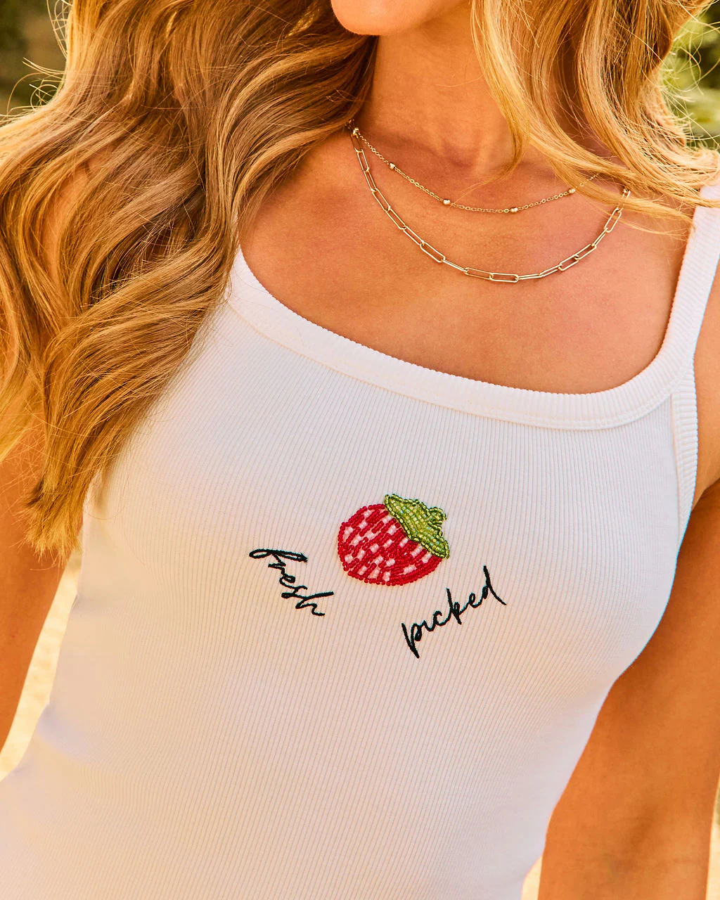 Berry Stand Graphic Strawberry Print Tank Top - Image 6