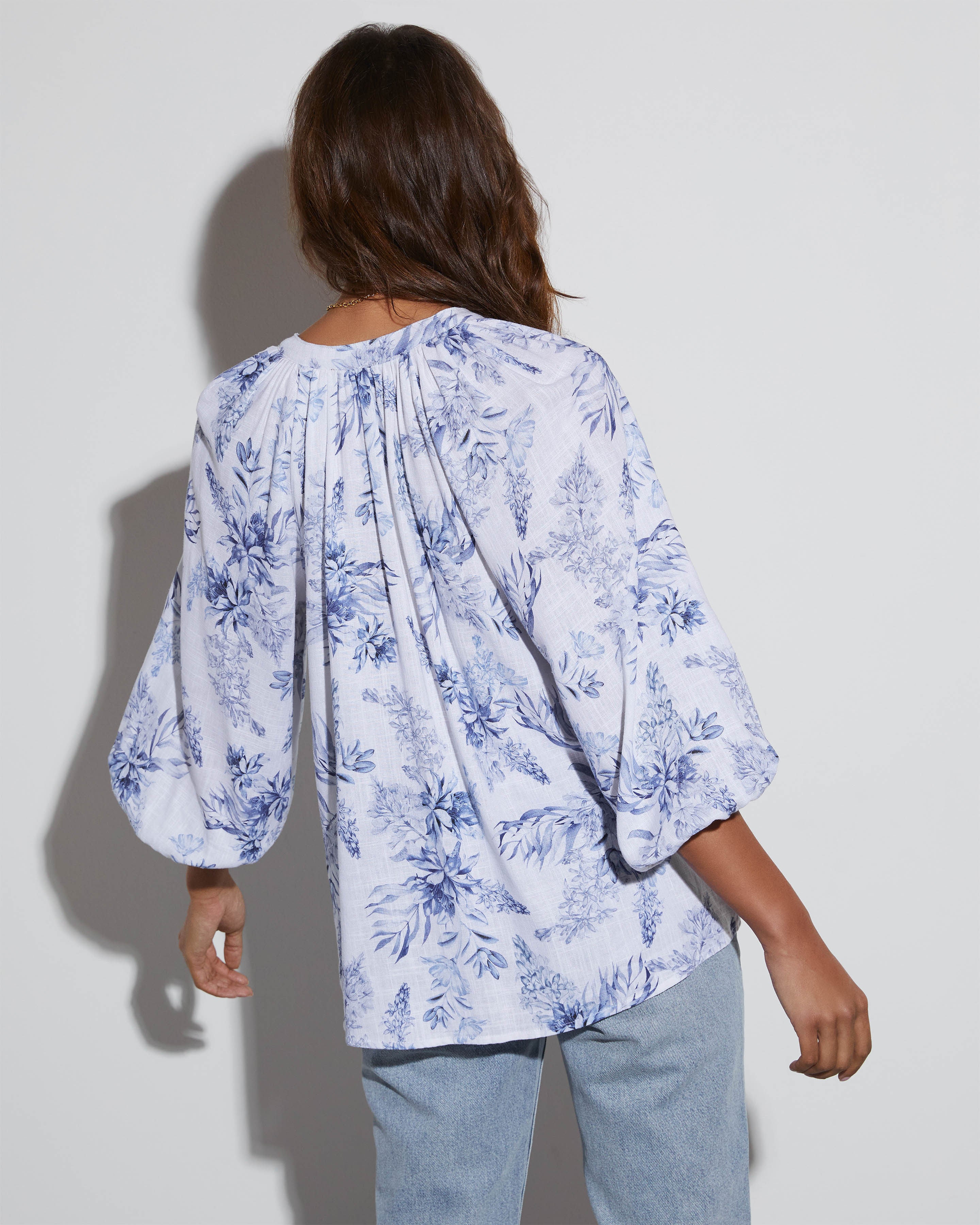 Betsey Floral Linen Long Sleeve Blouse - Image 5