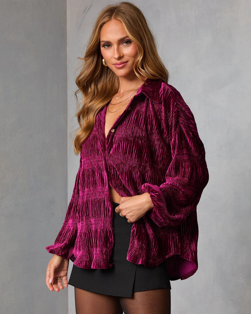 Bette Textured Velvet Button Down Top - Image 15