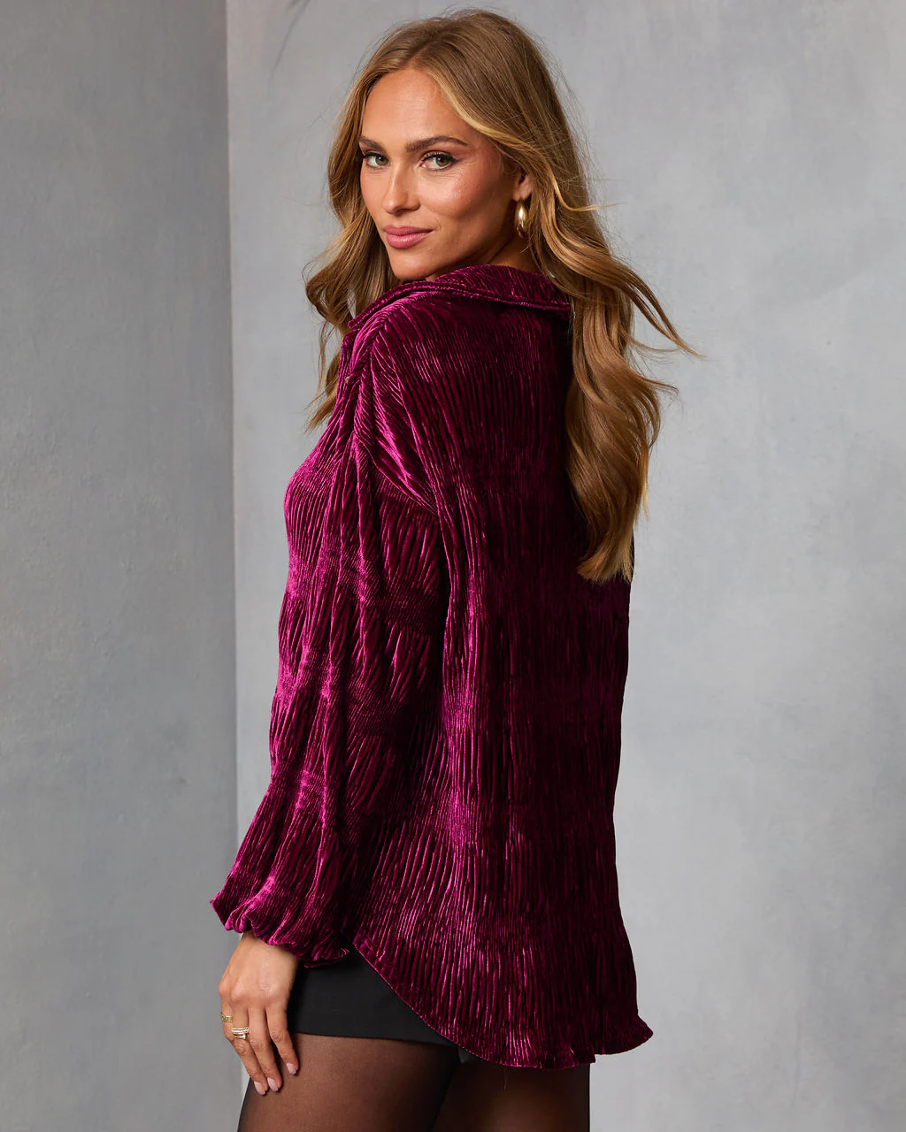 Bette Textured Velvet Button Down Top - Image 16