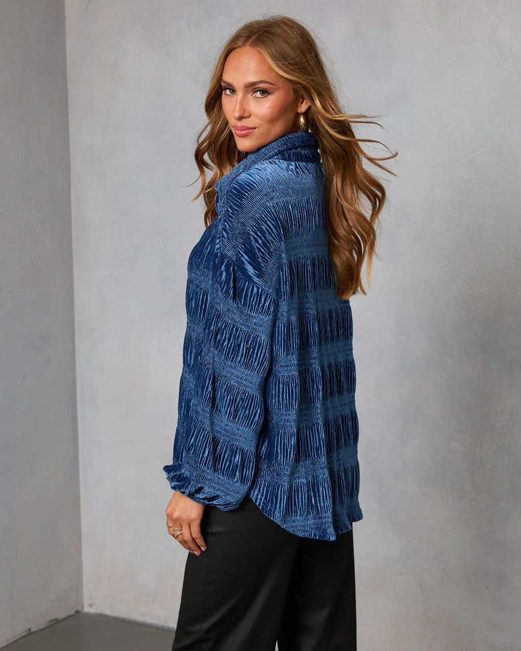Bette Textured Velvet Button Down Top - Image 4