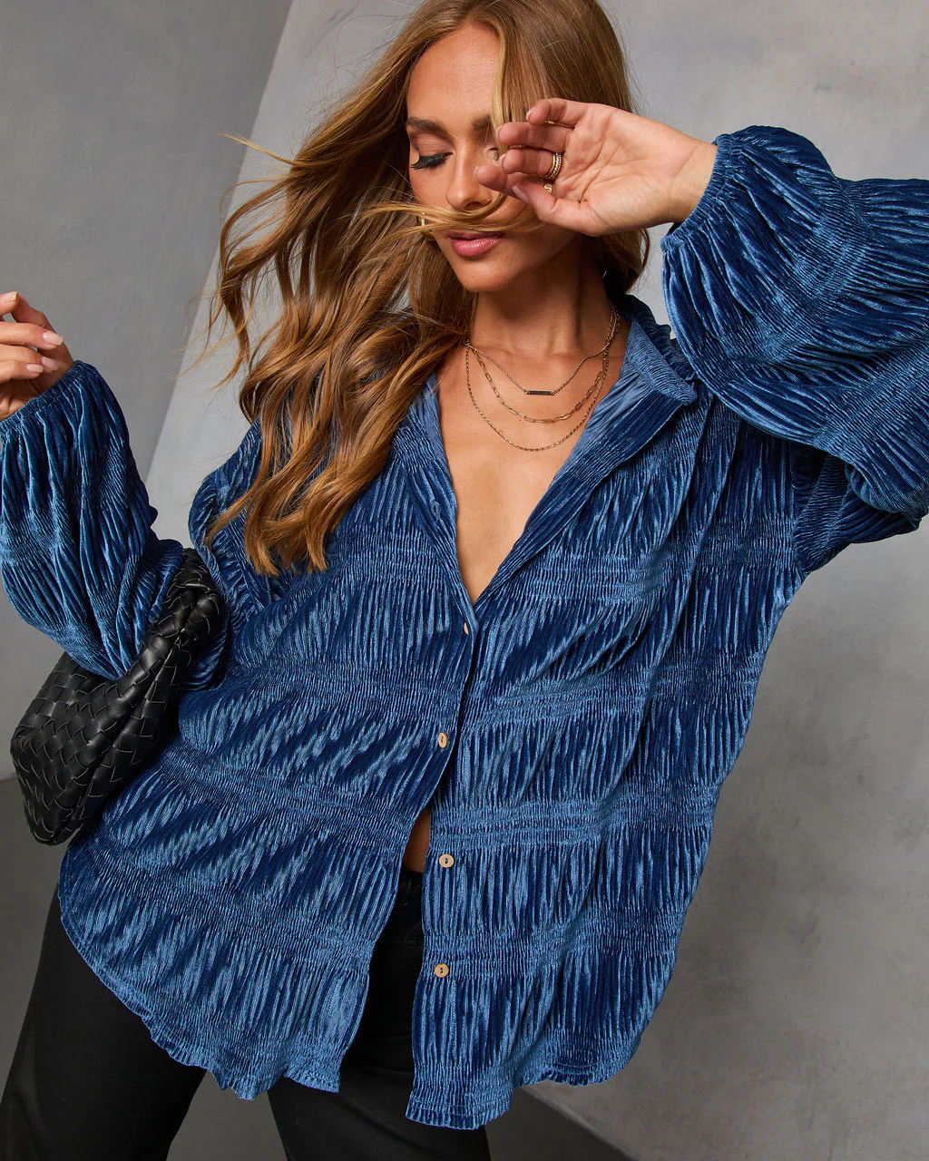Bette Textured Velvet Button Down Top - Image 6
