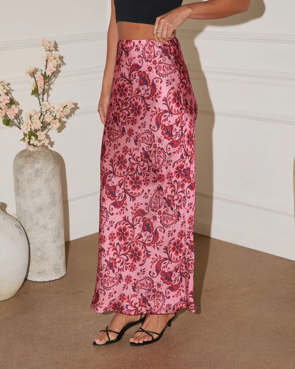 Between Dusk Satin Paisley Maxi Skirt - Image 3