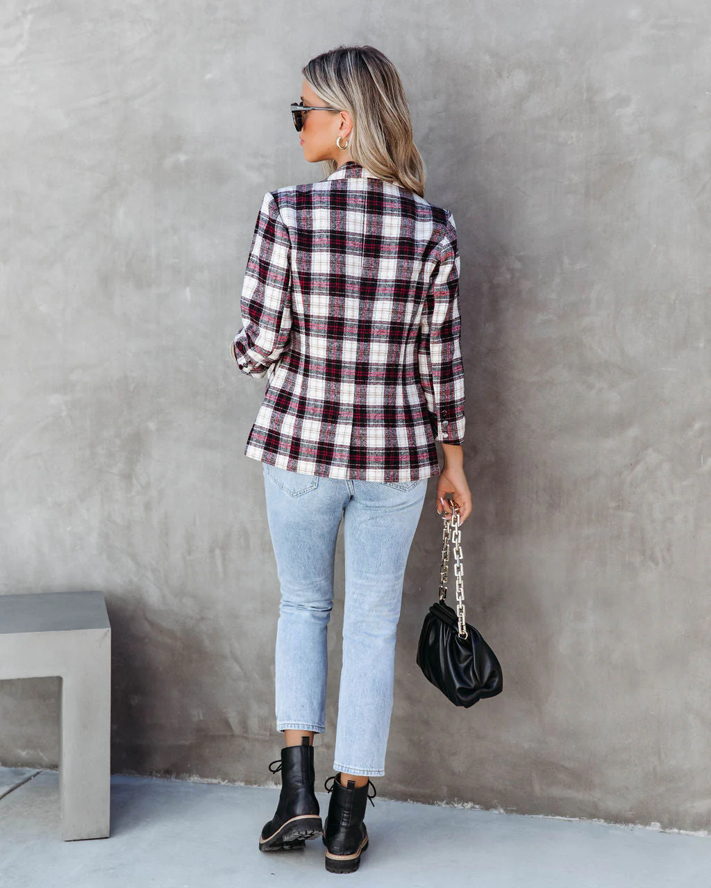 Big Apple Dreams Pocketed Plaid Blazer - Image 4