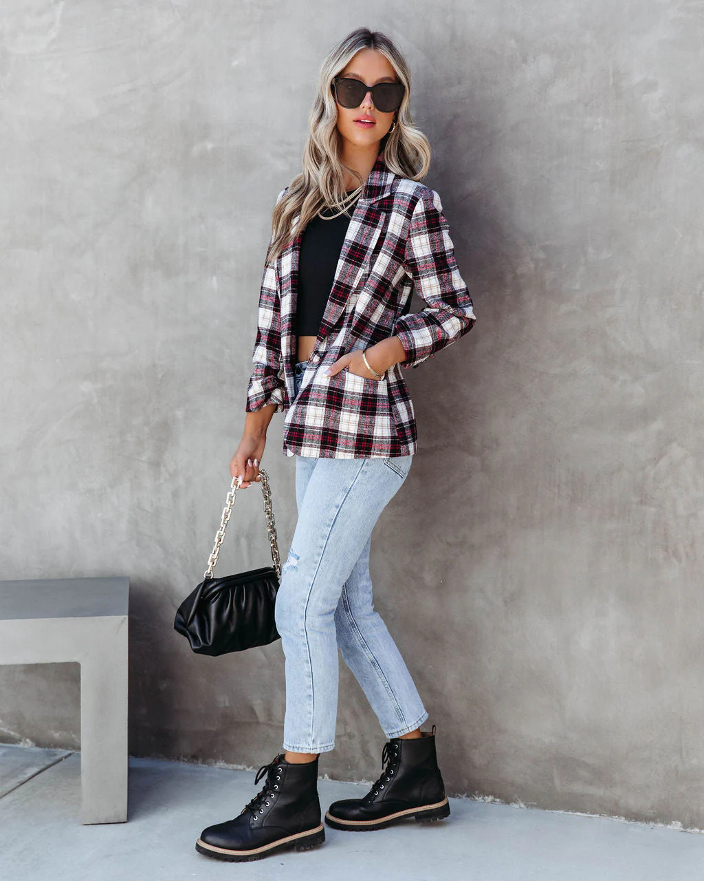 Big Apple Dreams Pocketed Plaid Blazer - Image 5