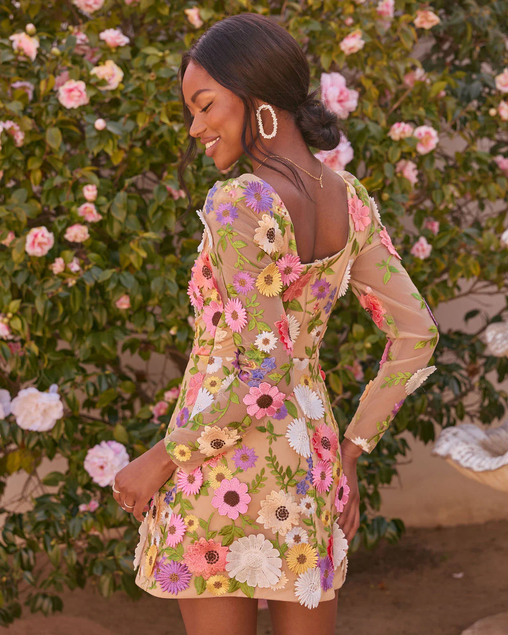Bloom Ahead Mesh Floral Applique Mini Dress - Image 4