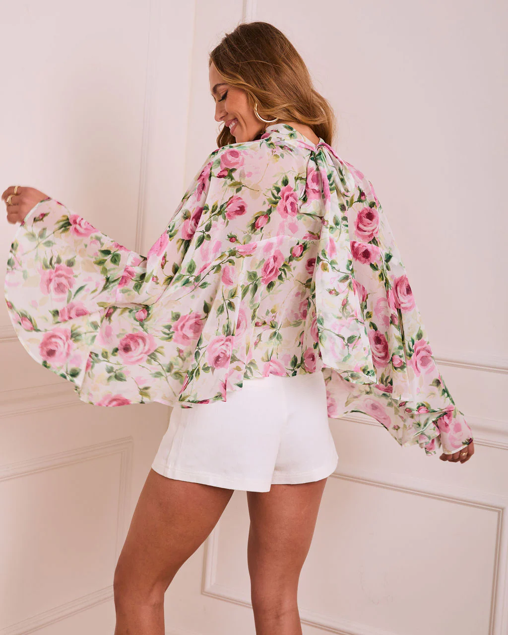 Bloom On Floral Mock Neck Blouse - Image 4