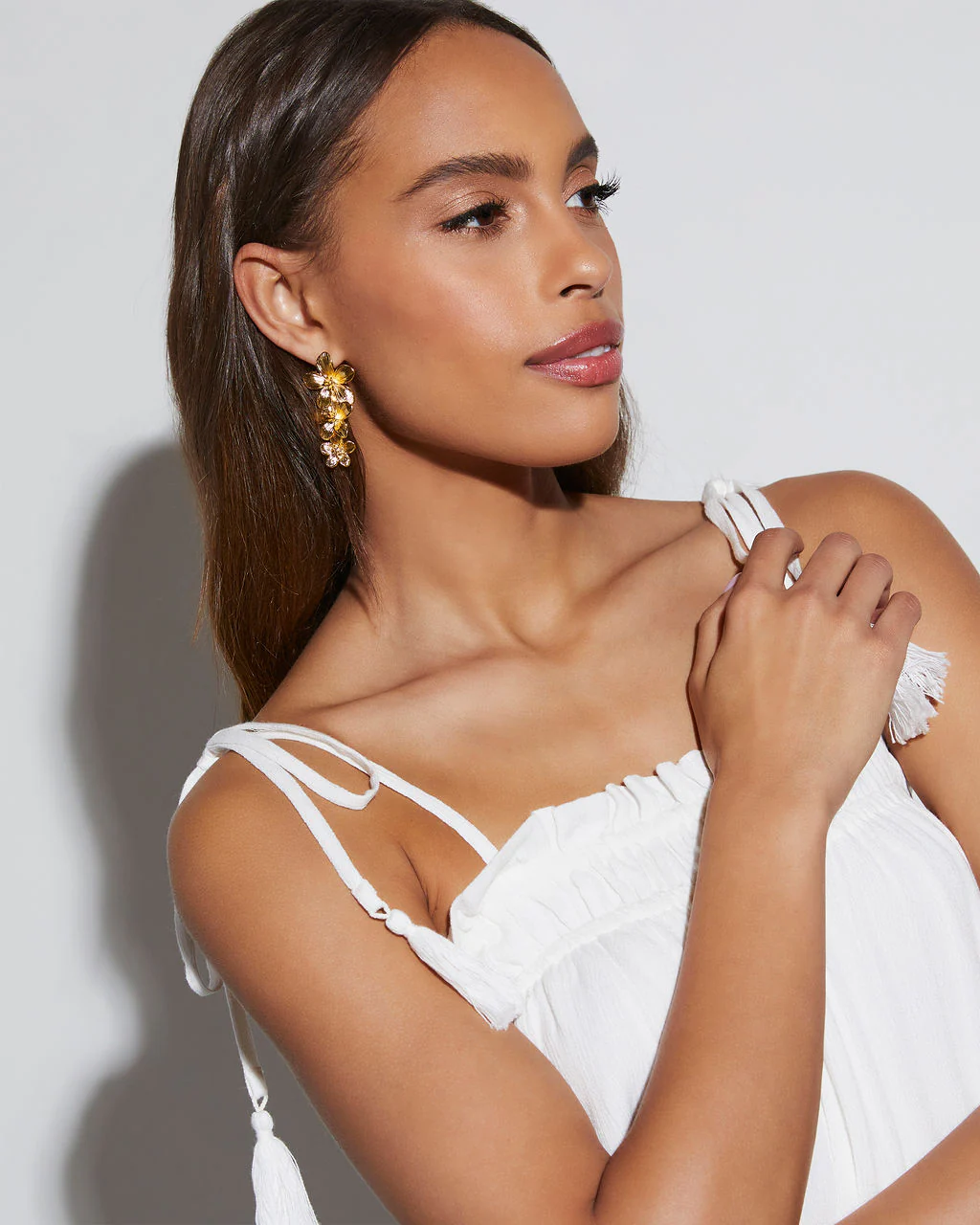 Blooming Orchid Floral Drop Earrings - Image 3