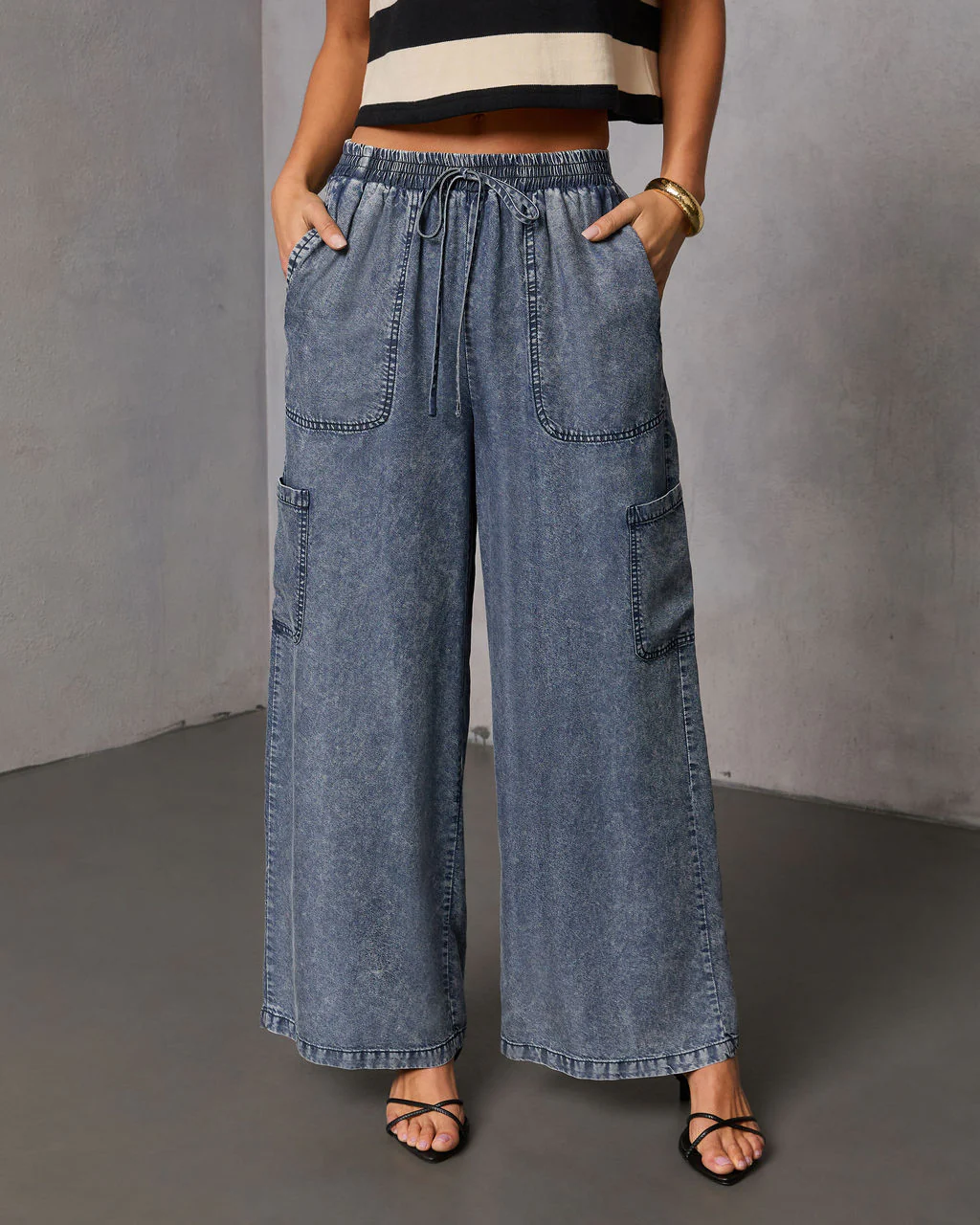 Blue Hour Chambray Cargo Pants - Image 2