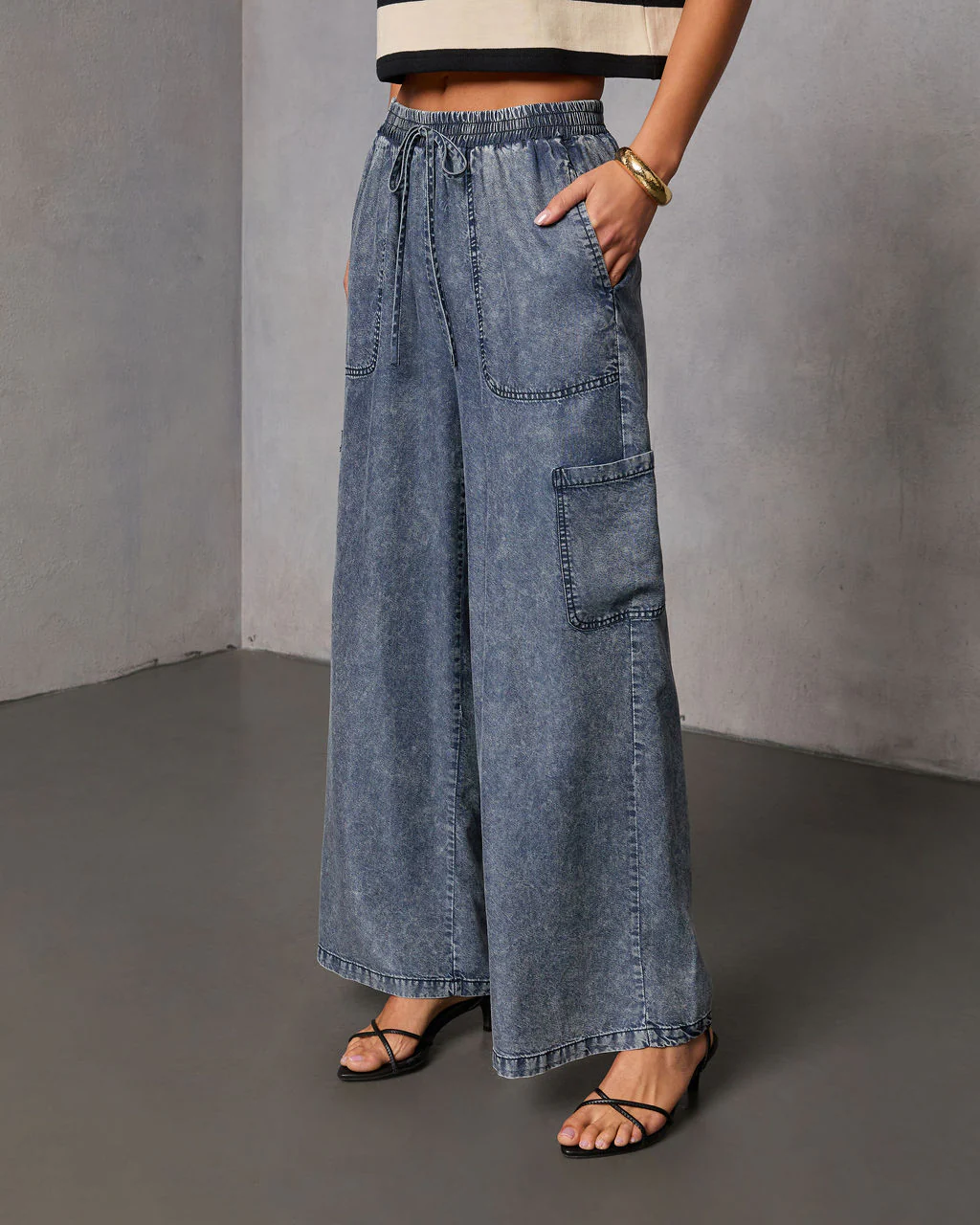 Blue Hour Chambray Cargo Pants - Image 3