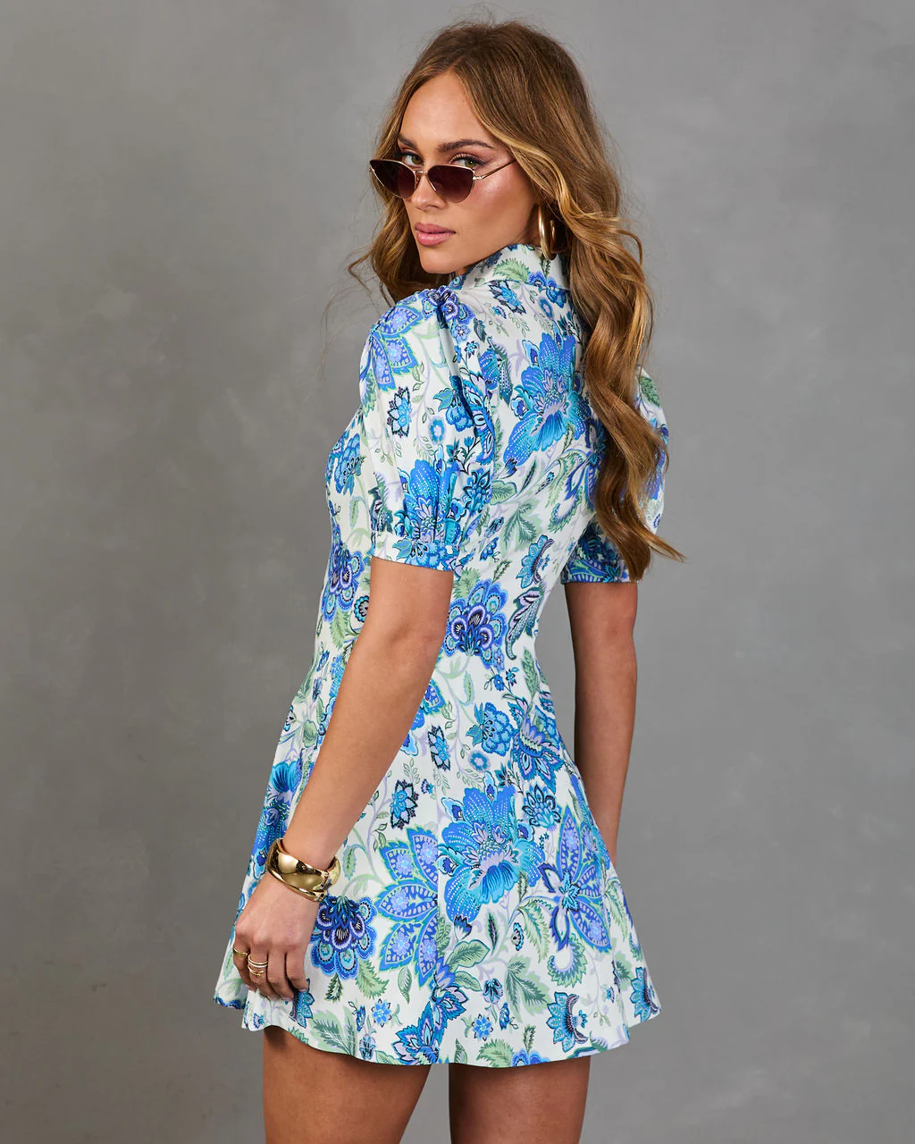 Bluebell Bloom Paisley Floral Mini Shirt Dress - Image 4