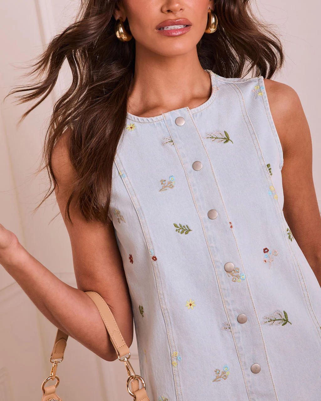 Blush Garden Shift Floral Denim Mini Dress - Image 6