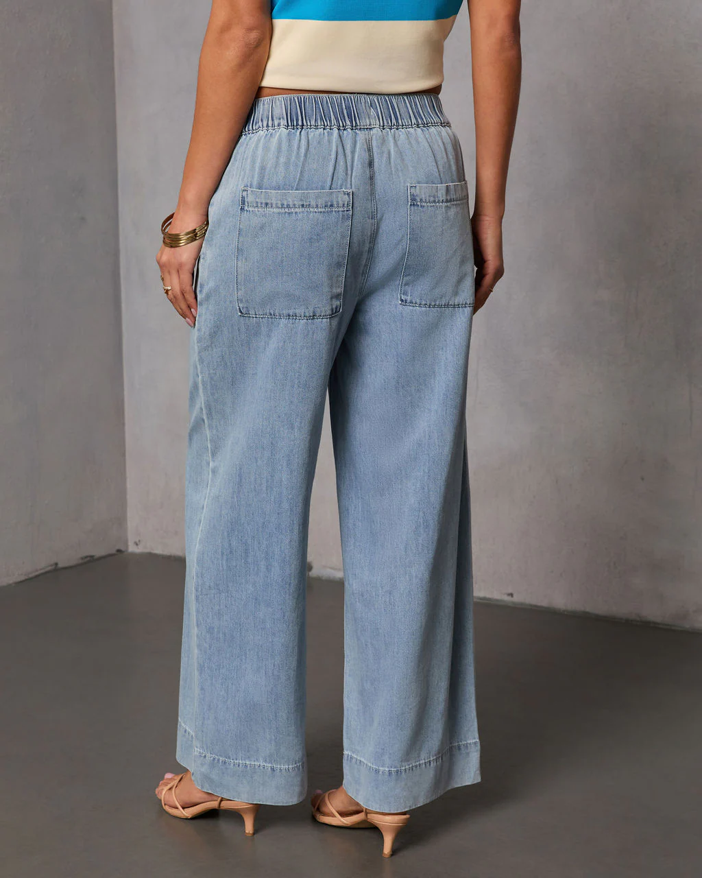 Bobi Relaxed Mid Rise Elastic Waistband Pull On Jeans - Image 4