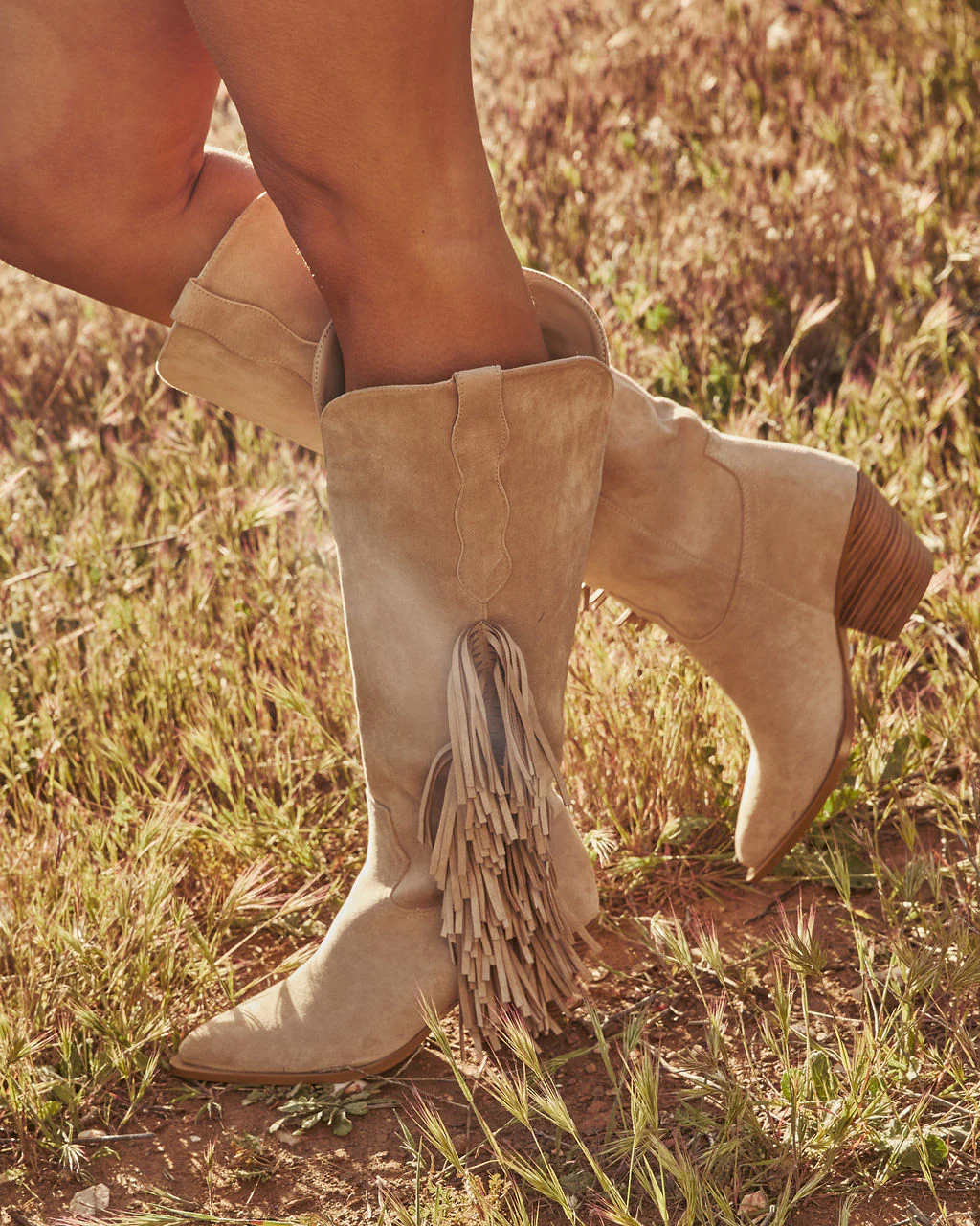 Boho Canyon Faux Suede Fringe Western Boots - Image 5