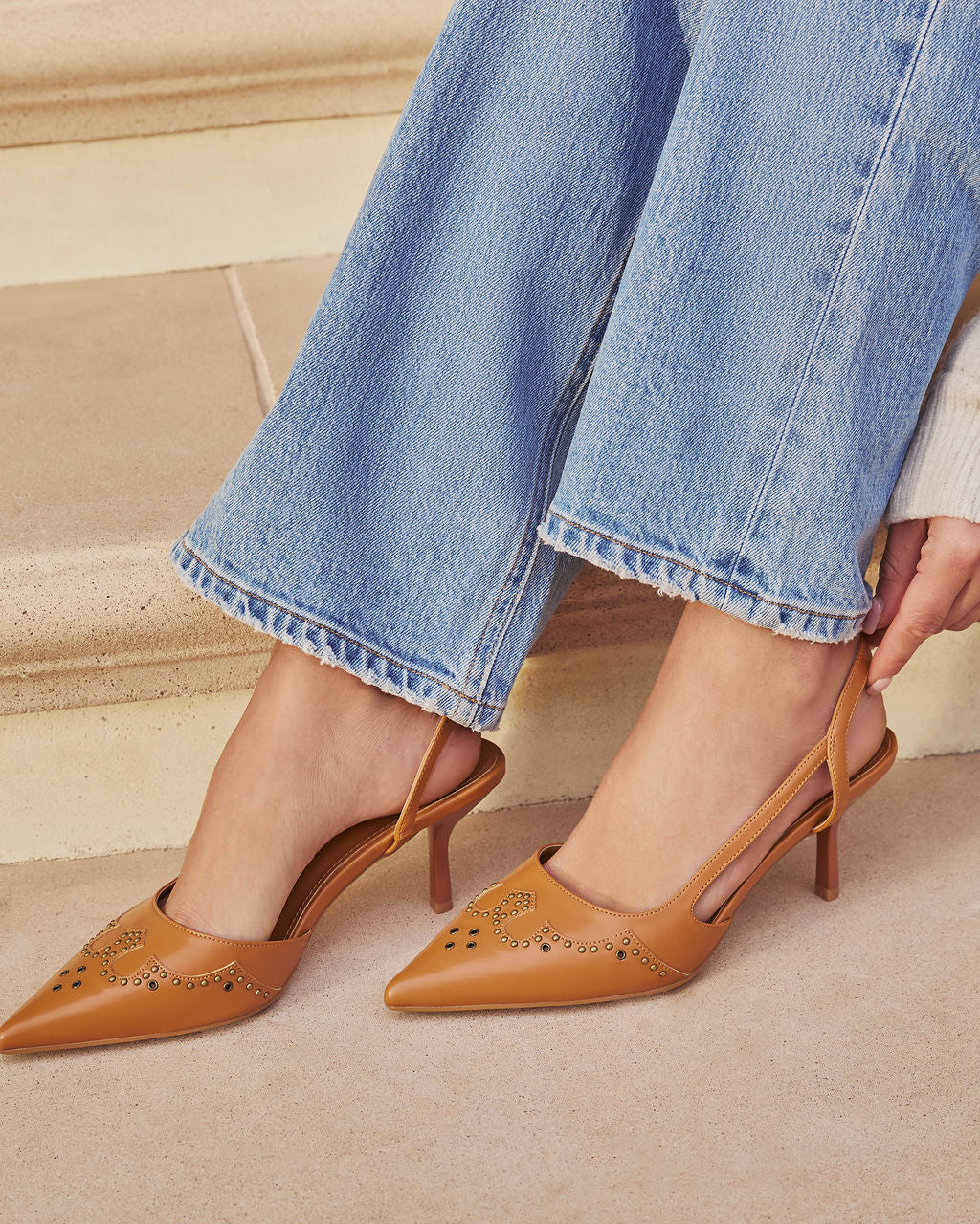Boho On The Range Studded Western Slingback Heels - Image 6