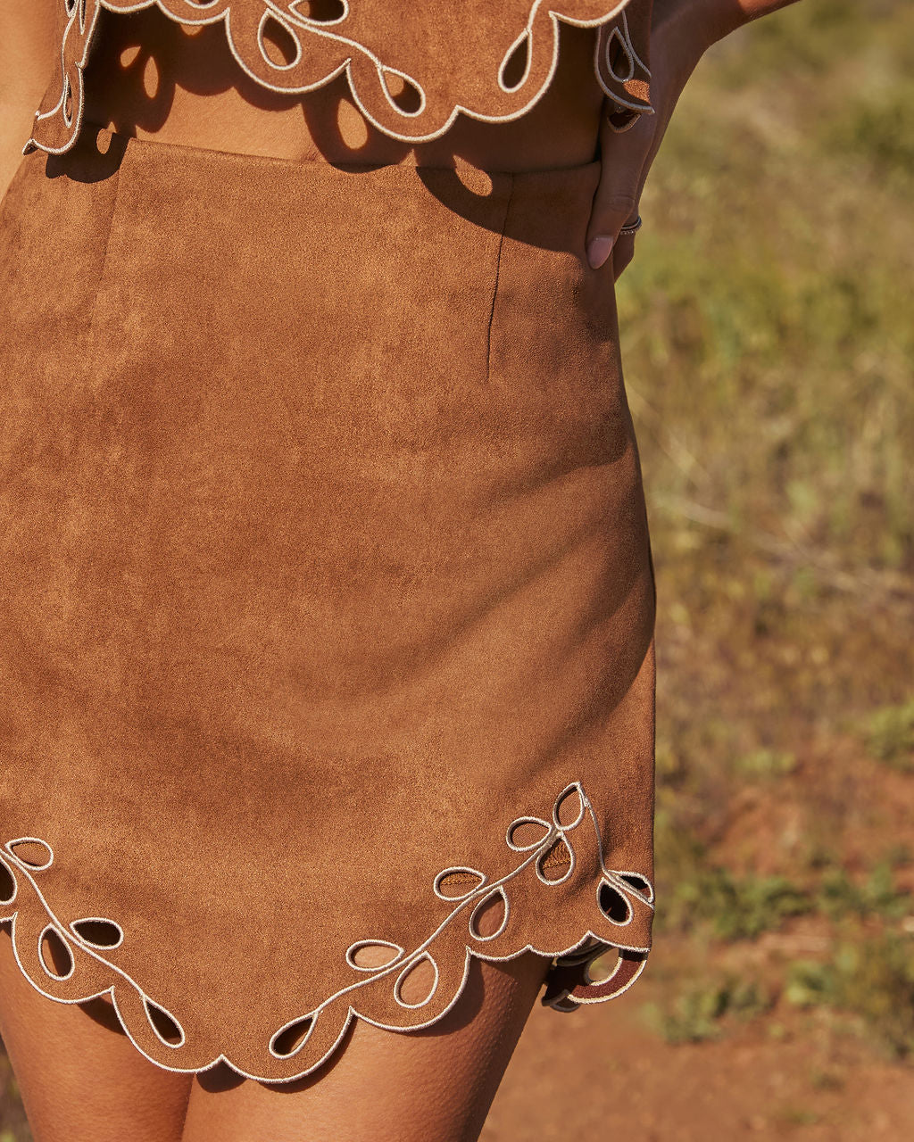 Boho Prairie Faux Suede Mini Skirt - Image 6