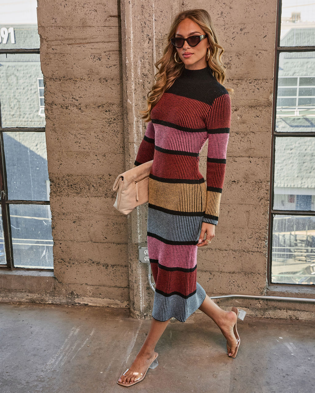 Bold Hues Colorblock Midi Sweater Dress - Image 3