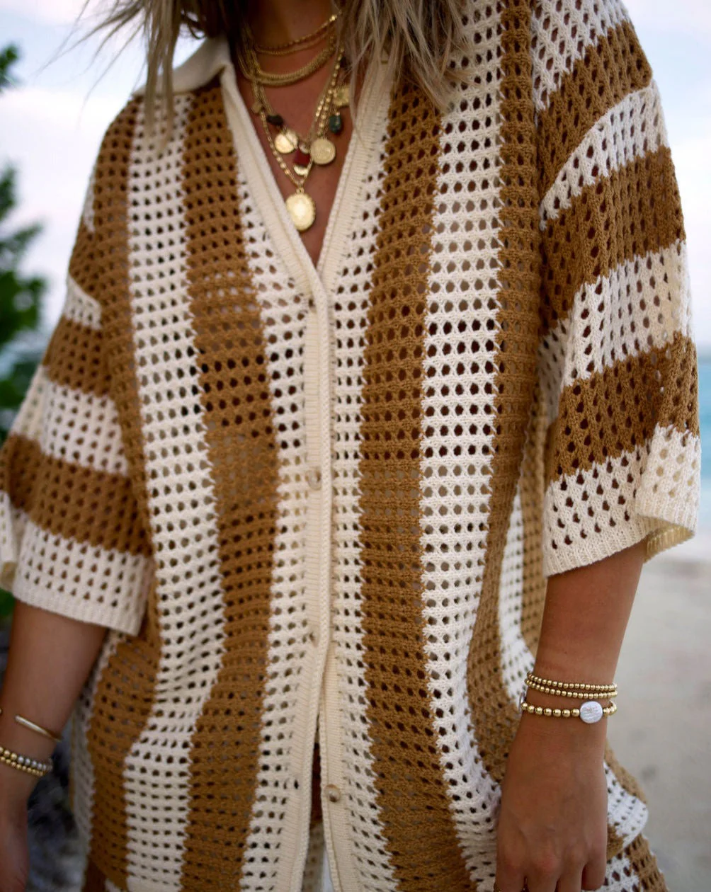 Bradley Crochet Button Down Cover Up Top - Image 7