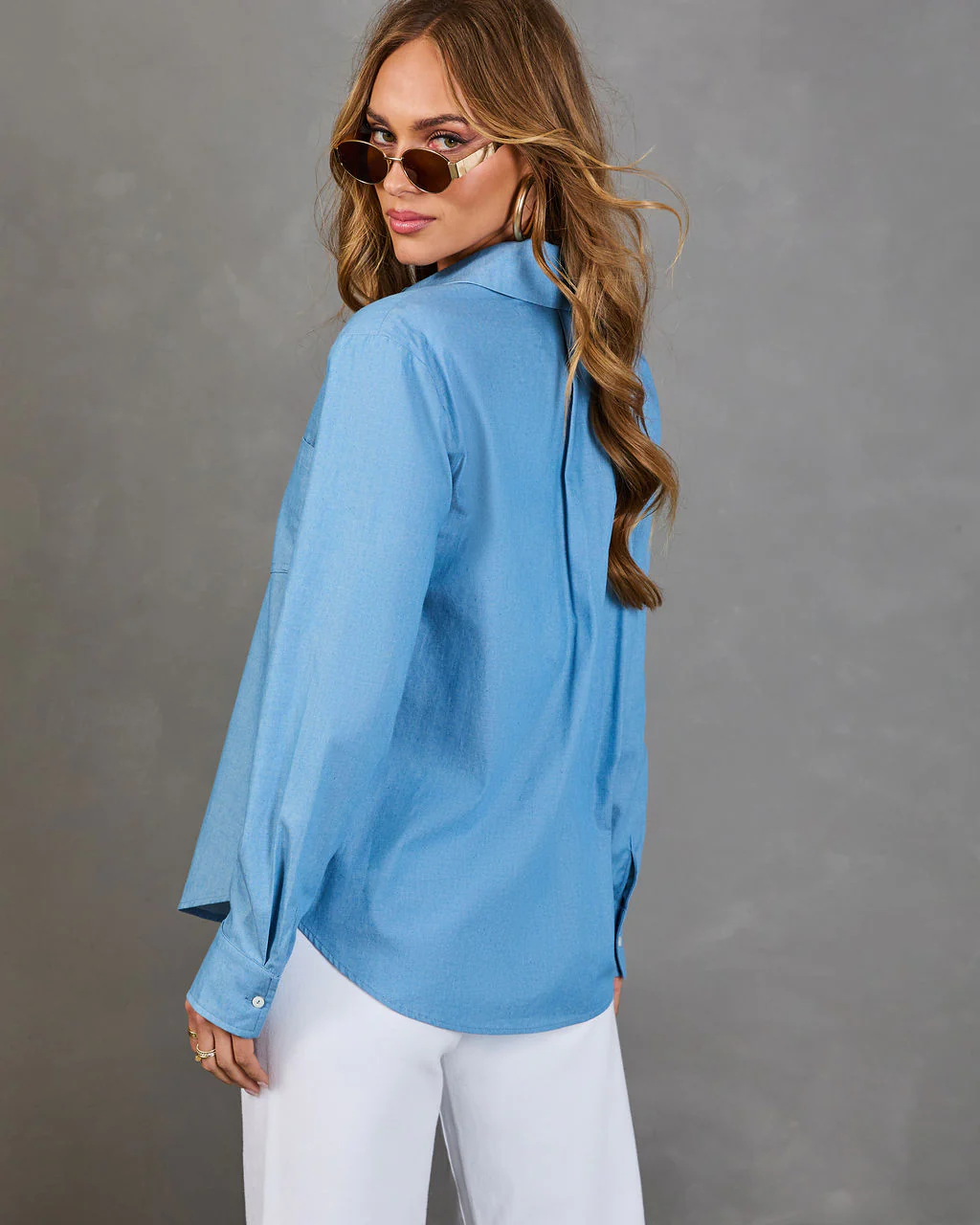 Bredan Button Down Chambray Top - Image 4