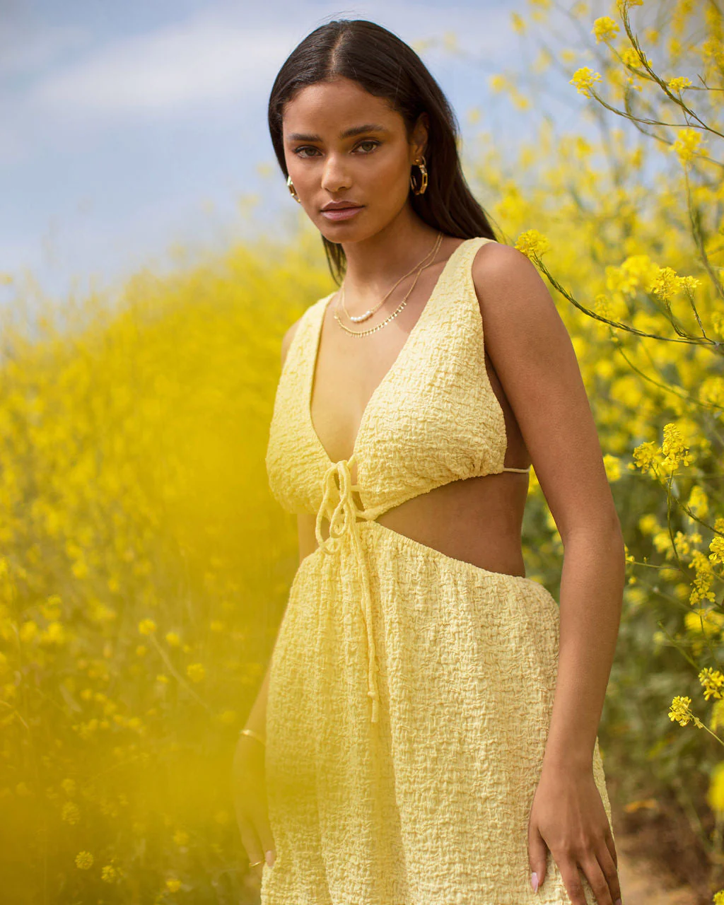 Brighten Up My Day Textured Cutout Mini Dress - Image 3