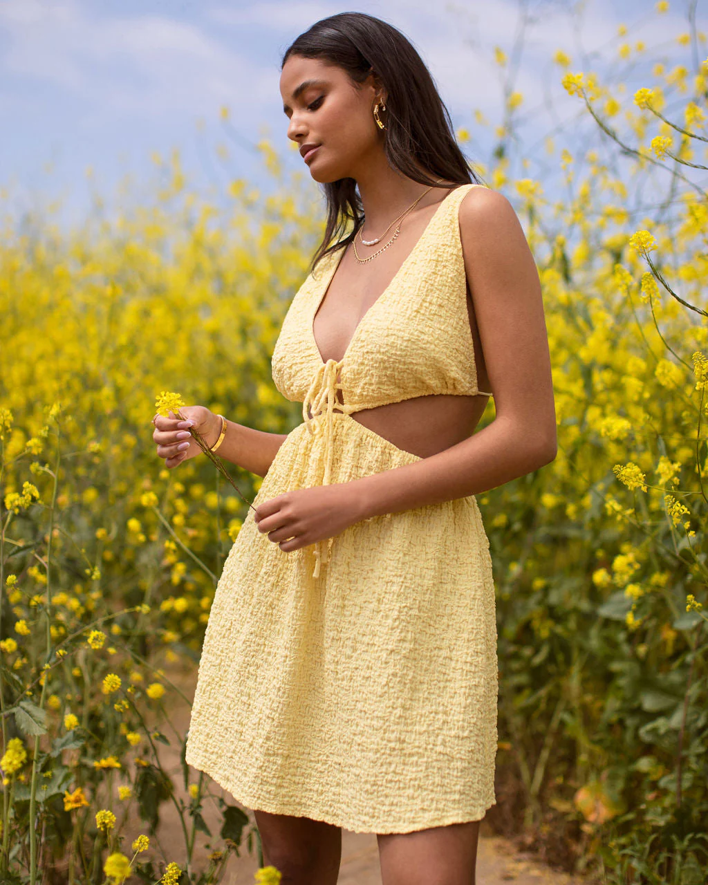 Brighten Up My Day Textured Cutout Mini Dress - Image 5