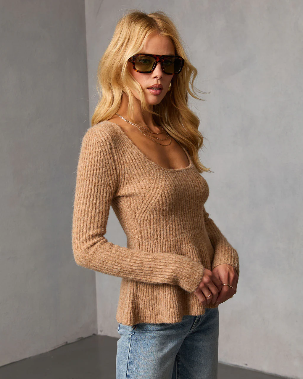 Briselle Ribbed Knit Peplum Sweater - Image 3