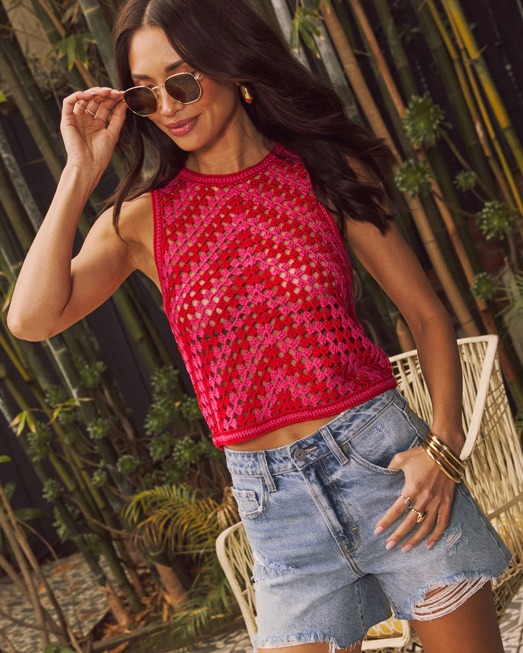 Brixlie Back Tie Crochet Tank - Image 3